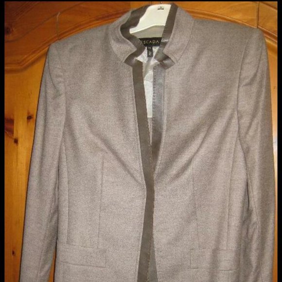 Women ESCADA Suit Wool Cashmere PANTSUIT Flare Bell Pants TAUPE EU 38 USA 8 10 - Picture 9 of 16